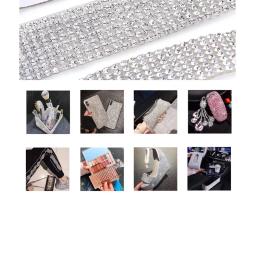 Auto-adesivo Cristal Rhinestone Fita, Fita Adesiva Diamante, DIY Arte Artesanato, Presente Do Telefone Do Carro, Decoração Do Vestuário Do Casamento, 1 Jardas - Image 5