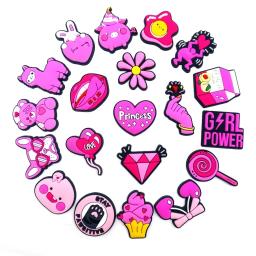 Pequenos pingentes de sapato rosa fresco para crocs decorações de sapato de desenho animado para tamancos sandálias acessórios de sapato para adolescentes presente de aniversário - Image 2