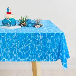 Toalha de mesa para festa com tema oceano, 137x274cm, verão, praia, onda de água, praia, piscina, primeiro aniversário, chá de bebê, suprimentos - Image 1