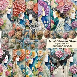 Floral gasto chique Scrapbook Paper Set, perfeito para revistas de bala, artesanato, Scrapbooking Suprimentos, Junk Journal Kits, 58 pcs - Image 1