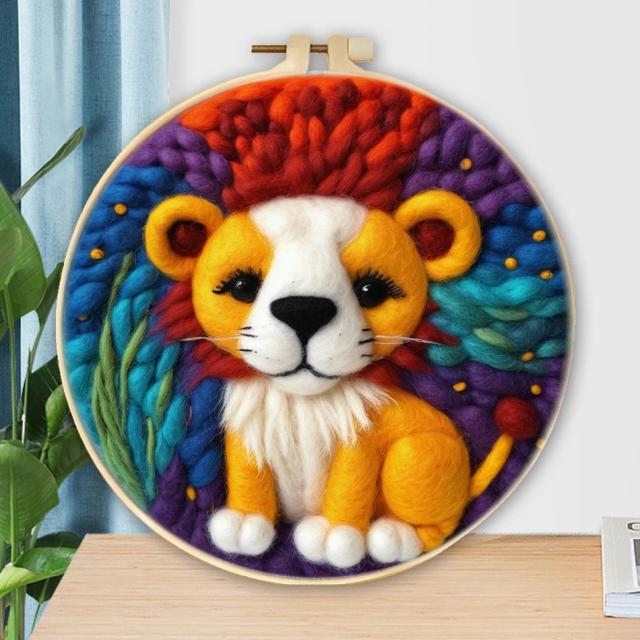 Pintura de Feltragem de Lã DIY GATYZTORY com Kit de Bordado - Artesanato de Animais para Decoração de Casa 20x20cm