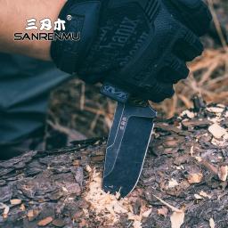 SANRENMU-Faca de lâmina fixa, Utilitário de acampamento ao ar livre, Facas de sobrevivência tática, Ferramenta EDC com bainha K, 8Cr13MoV, S738 - Image 3