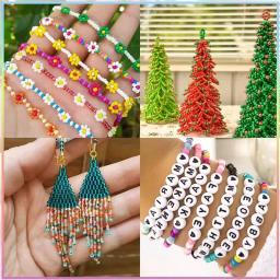 24 grade alfabeto contas e cor de vidro arroz contas kits jóias diy arte artesanato fazendo pulseira colar brincos corda contas conjunto - Image 3