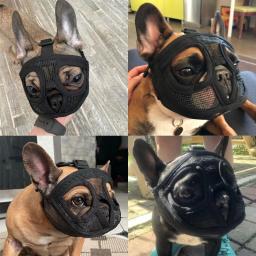 Cão de estimação focinhos buldogue francês ajustável focinho boca do cão máscara respirável focinho para anti parar ladrar suprimentos evitar morder - Image 2