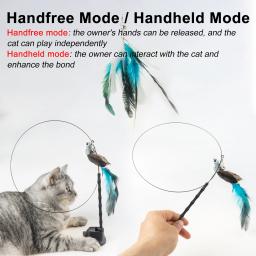 Handfree Bird Feather Cat Wand com Bell, poderosa ventosa, brinquedos interativos para gatos, gatinho, caça, exercício, produtos para animais - Image 3