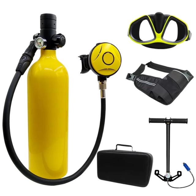 Equipamento Portátil de Mergulho com Tanque de 1 Litro e Aparelho de Respiração Subaquática