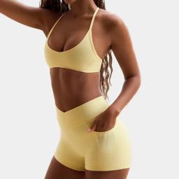 Alta elasticidade cruz de volta sutiã esportivo fitness yoga shorts definir bel design de volta pescoço pendurado roupa interior esportiva - Image 3