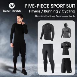 Roupas de Compressão Esportivas, Vestimenta de Academia, Exercícios, Corrida, Caminhada, Masculina, Jogging, 5 Peças por Conjunto - Image 1
