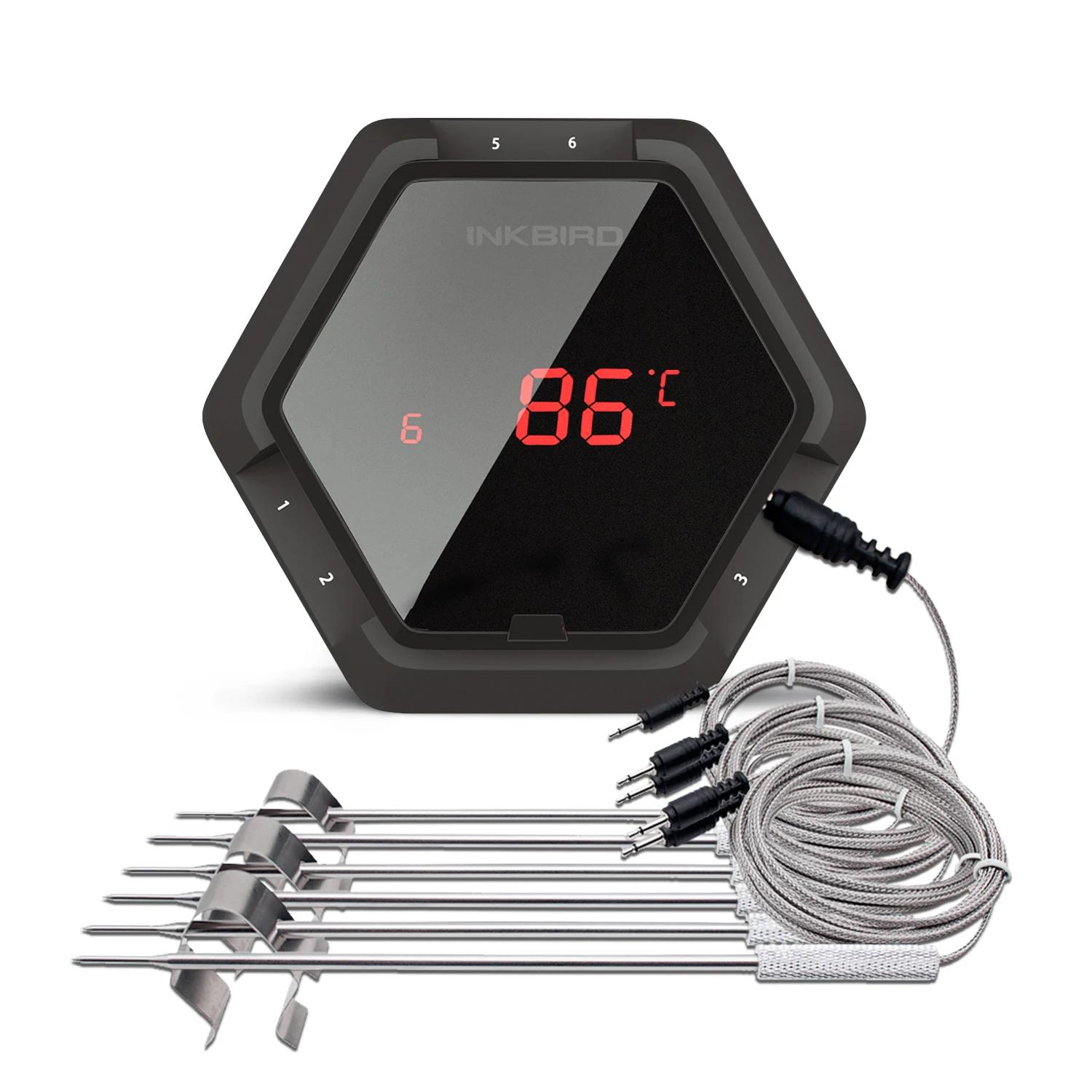 INKBIRD-Termômetro Churrasco Bluetooth Grill, 6 Sondas, USB Recarregável, Li-Bateria, Termômetros para Cozinhar, IBT-6XS, 1000mAh - Image 1