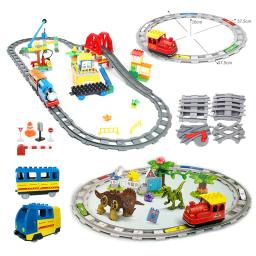 Blocos de construção de tamanho grande para crianças, Conjuntos de trem compatíveis DIY Railway Track Assemble, Brinquedos interativos de tijolos educativos - Image 1