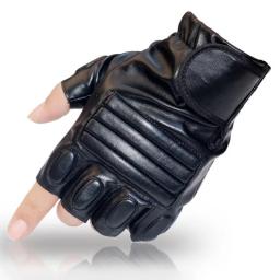Luva de boxe de couro PU para homens, meio dedo, preto, lavável, ginásio, luta, escalada, esporte, fitness, ciclismo, luva, G141 - Image 1