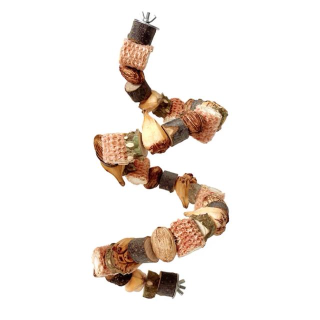 Brinquedos Naturais para Papagaios: Bloco de Madeira, Espiga de Milho e Nozes - Suporte Ajustável para Gaiola!