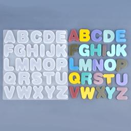 Molde de silicone de resina epóxi do alfabeto inglês A-Z letra 0-9 número chaveiro brinco pingente diy artesanato ferramenta de fundição molde de resina - Image 1