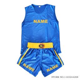 Shorts De Boxe Personalizado e Camisa, Artes Marciais, Wushu, Sanda, Muay Thai, Kickboxing, Luta, Uniforme, Homens, Mulheres, Criança, Menino, Menina - Image 1