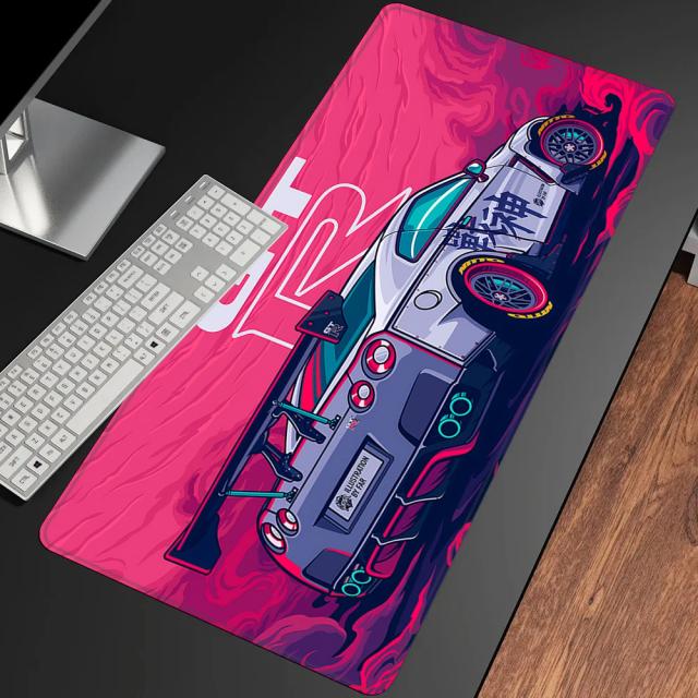 Mouse Pad Antiderrapante Rally Sports GTR para Jogadores - Carro de Corrida em Impressão HD com Borda de Bloqueio, Tamanho XXL 90 x 40cm para PC e Teclado
