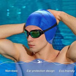 Touca de natação à prova d'água - Alta elasticidade, proteção para as orelhas, touca de mergulho grande de silicone para maior conforto e durabilidade - Image 5