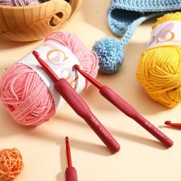 Agulha de Crochet de alumínio com alça de silicone Ganchos de crochê vermelho DIY Agulhas de tricô para camisola Ferramenta de costura Weave - Image 5
