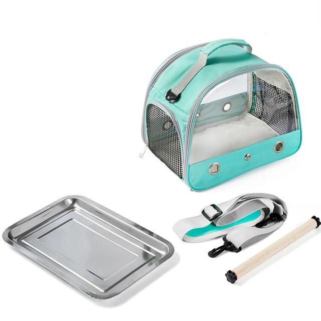 Gaiola Portátil para Pássaros Pequenos com Base de Madeira e Bandeja de Aço Inoxidável, Ideal para Viagens com Alça de Ombro