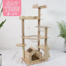 Grande espaço cápsula torre para gatos, escalada animais suprimentos, arranhando casa, madeira gato condomínio, árvore moderna de luxo, 147cm, 54,51" - Image 1