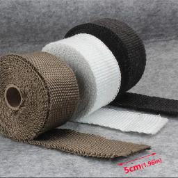 Rolo De Pano De Isolamento Térmico De Fibra De Vidro De Escape De Motocicleta, Peças De Proteção De Algodão, Branco Preto e Dourado - Image 3