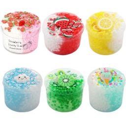 Bola de espuma de lodo de cristal macio 70ml conjunto de lodo transparente com glitter morango kiwi kit de lodo para alívio do estresse - Image 2