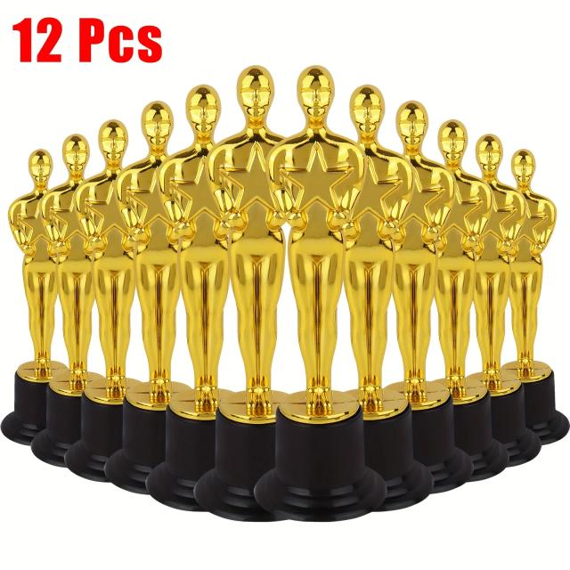 Estatuetas Troféu Dourado 1/3/6/12 Peças - Prêmio Estilo Oscar para Celebrações de Sucesso