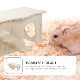 Multifuncional Hideout Wooden House, Brinquedos Multifuncionais Hamster, Casa de esconderijo para pequeno animal de estimação cobaia - Image 6