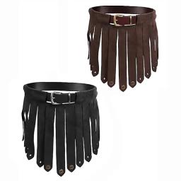 Saia de couro PU medieval Viking Knight para homens e mulheres, armadura gladiador, traje cosplay guerreiro, acessório para festa de Halloween, cinto borla - Image 3