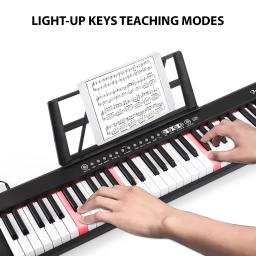 Piano eletrônico multifuncional com teclado iluminado, Instrumento musical portátil, 61 teclas, Piano digital - Image 3