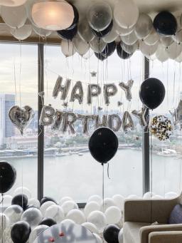 Conjunto de balões para festa de aniversário, conjunto de balões com carta, látex preto e branco, 16 polegadas, 31 unid - Image 1