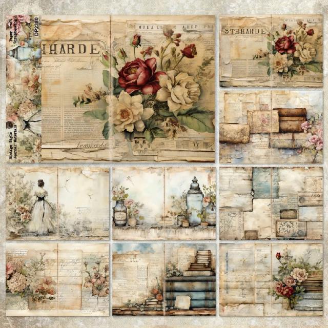 Cartões de Papel Panalisa Craft A5 para Scrapbooking Jardim - Design Vintage e Extravagante, 8 Folhas Leves