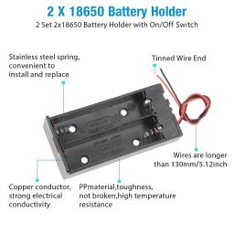 2 conjunto 2x18650 caixa base suporte da bateria com interruptor de ligar/desligar e fio e cobrir 7.4v - Image 6