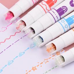 Haile 6 pçs linha de onda laço rolo highlighter caneta conjunto com estrelas nuvens formas dicas finas curva linha canetas esboço arte marcadores caneta - Image 5