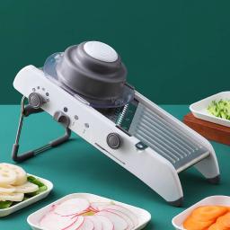 Slicer Mandoline Julienner Seguro Ajustável Lâminas Ralador De Legumes Em Aço Inoxidável Profissional Multi-função de Tomate Slicer - Image 6