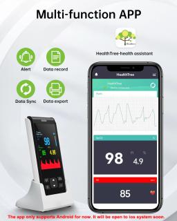 HealthTree médico handheld oxímetro de pulso portátil recarregável oxigênio no sangue monitor freqüência cardíaca para adultos crianças recém-nascidos - Image 6