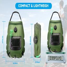 Saco de chuveiro portátil do aquecimento solar, Acampamento ao ar livre, Cabeça comutável on-off e mangueira removível, 20L - Image 4