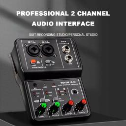 TEYUN-Console de Placa de Som Portátil, Mini USB MIXER para Gravação de Guitarra, 2 Canais, Q12 - Image 2