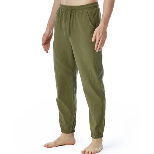 Calça Masculina Casual com Cordão e Elástico, Monocromática e Versátil para Verão - Estilo Jogging e Leggings de Ioga