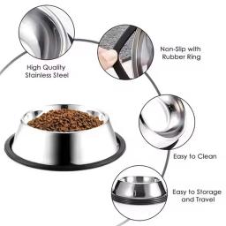 Aço inoxidável Pet alimentação e beber Bowl, Bacia do metal de grande capacidade, Alimentador barato, E8i9 - Image 2