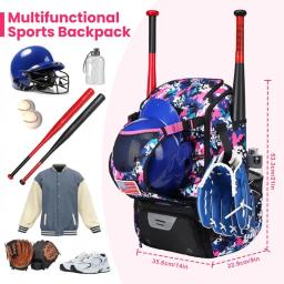 Saco De Beisebol Impermeável Da Juventude, Softball Bag, Mochila para Suporte De Luvas De Morcego, Capacetes, Compartimento De Sapatos - Image 6