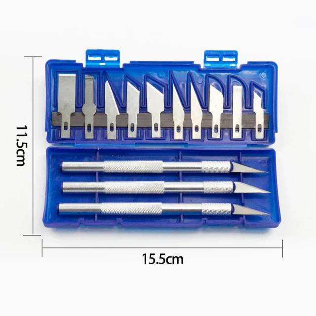 Kit Completo de Escultura e Corte Artesanal com 13 Ferramentas de Precisão e Caixa Organizadora