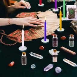 Feitiçaria Kit Suprimentos Caixa, Witch Herbs Spells Kit, 36 Mini Frascos de Cristal Ervas Secas Velas para Iniciantes Altar - Image 6