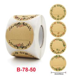 Obrigado Etiqueta Adesivos, Papel Kraft Flores, Pacote De Cartão De Presente, Embrulho Da Festa, Cozimento Presente Pequeno Negócio, Selagem Adesivos, 5cm - Image 2