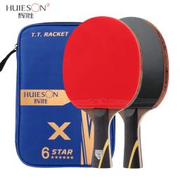 Huieson-Raquete De Tênis De Mesa, Pá De Pingpong, Lâmina De Fibra De Carbono, Espinhas Em Borracha, 2Pcs Par, 6 Estrelas - Image 3