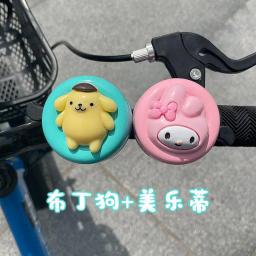 Kawaii hello kitty bicicleta sino sanrioed minha melodia kuromi cinnamoroll purin guidão da bicicleta anéis de alarme ciclismo guidão chifre - Image 6