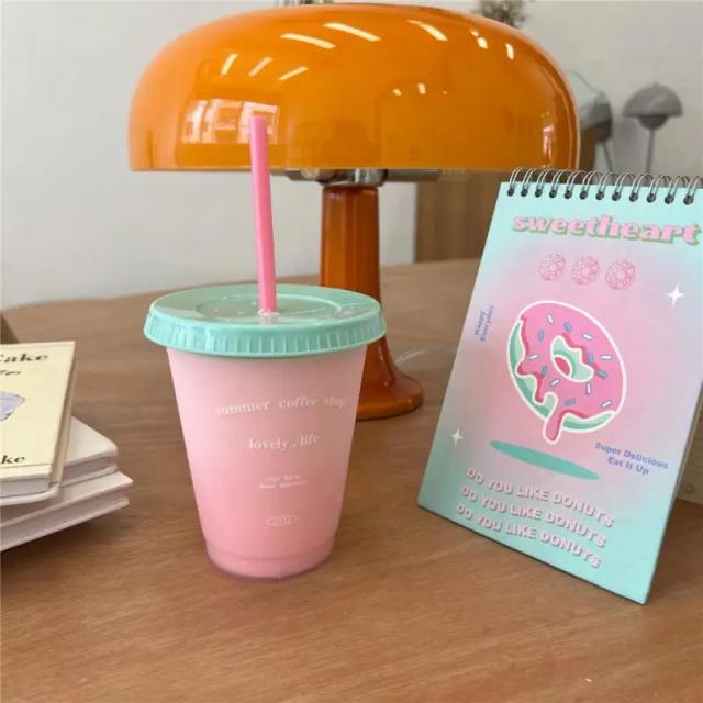 Copo Reutilizável Bpa Livre com Palha - Caneca Portátil e Garrafa Criativa para Bebidas Geladas em Atacado