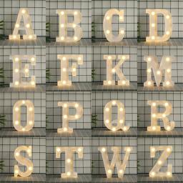 Letras decorativas do alfabeto Luzes LED, lâmpada luminosa, luz noturna da bateria, festa, casamento, decoração do quarto - Image 6