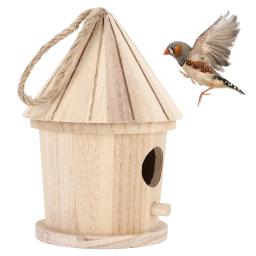 Natural Round Shaped Wooden Bird House, DIY Ninho Suspenso para Jardim ao Ar Livre - Image 2