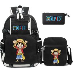 One Piece Grande Capacidade Anime Mochila Monkey D, One Piece, 3pcs por conjunto Luffy Schoolbag para estudantes, mochilas para adolescentes, de volta às aulas, menino e menina - Image 2