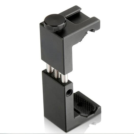 Suporte Tripé de Alumínio para Telefone com Frio Shoe e Grampo Ajustável Universal para iPhone 12 e 11 Pro em Várias Posições